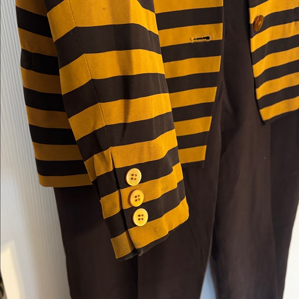Chaus Brown and golden mustard Striped Blazer Set - Picture 4 of 5